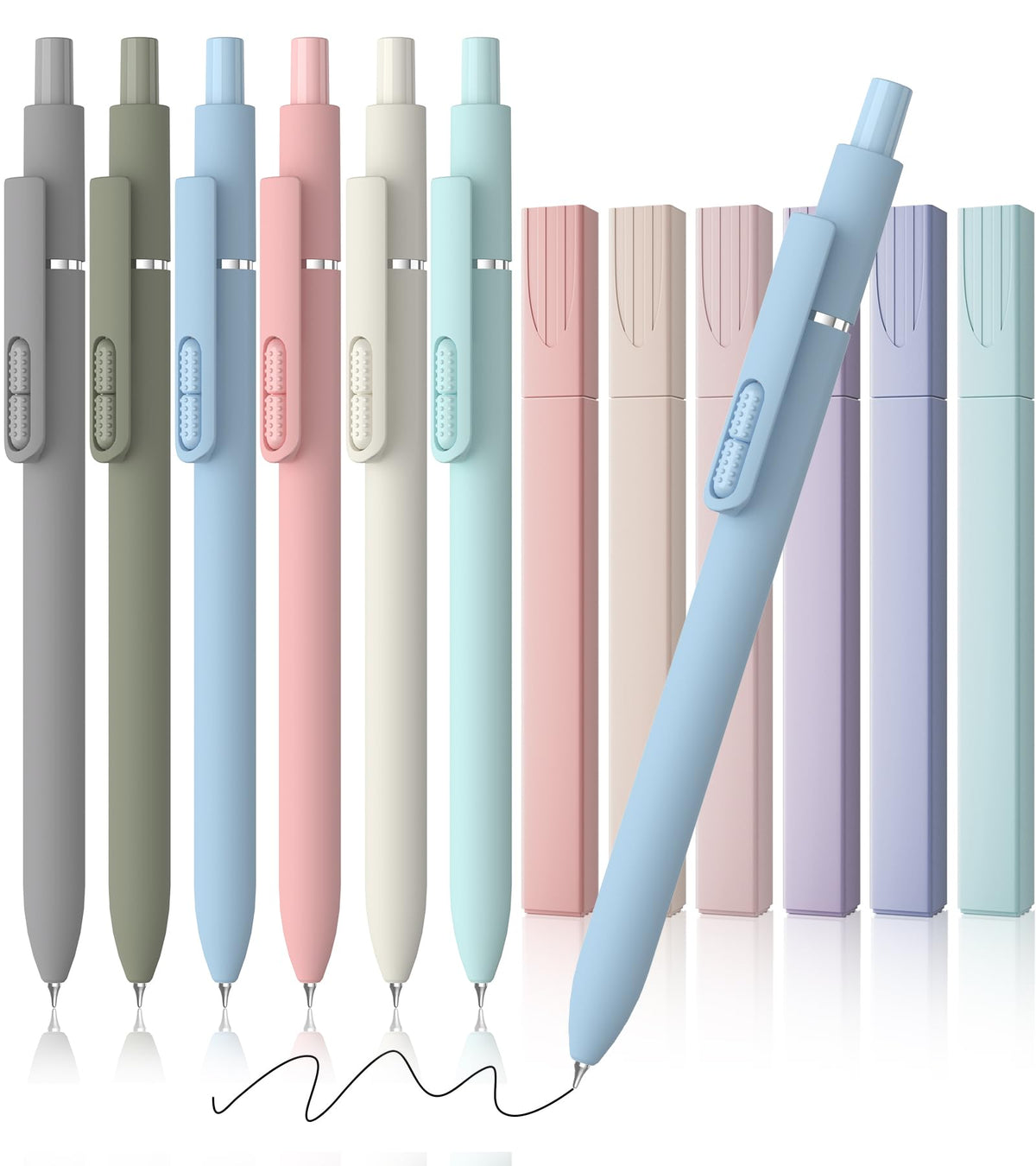 8 Pack Gel Pens, Black Ink Quick-Drying No Smudge with Fidget