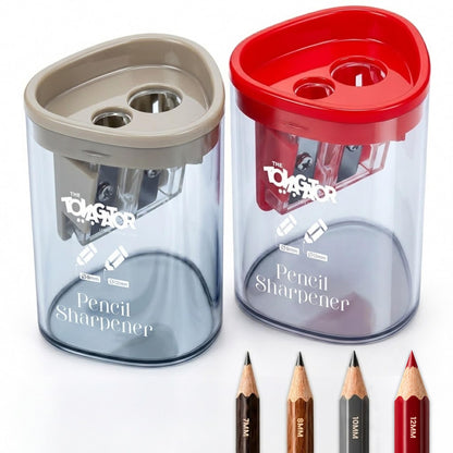 Manual Pencil Sharpener - 2 Pcs Dual Hole Premium Quality Pencil Sharpeners for Standard & Large Sized Pencils - Handheld Pencil Sharpener for Kids, Adults, Artists, Home & Office Uses