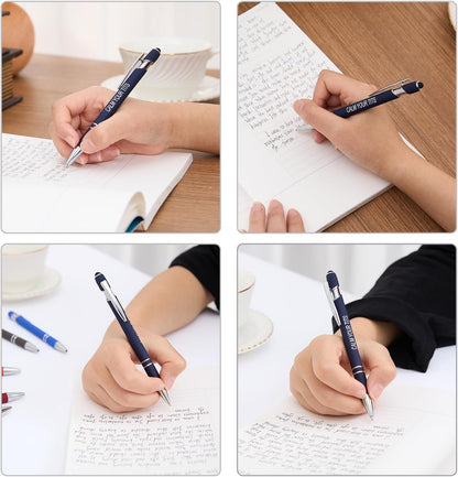 Actsun Funny Pens - 12 Pack Fine Point Smooth Writing Pens with Inspirational Tips, Black Ink, Touch Stylus Screens, Motivational Gift for Office & Desk Accessories