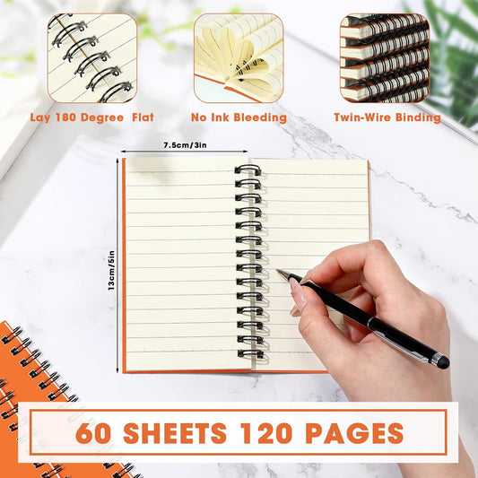 Jutom 18 Pcs Small Spiral Notebook Memo Pad 3x5, Orange