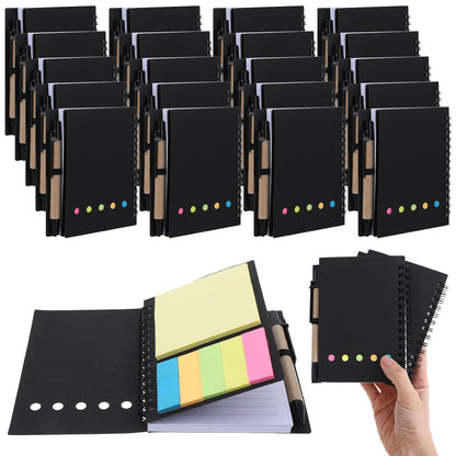 Douaowoc 20 Pack Lined Spiral Notebook Small Notepad and Pen Set Steno Pads Lined Notepad Black Pocket Notebook for Business Office School Supplies