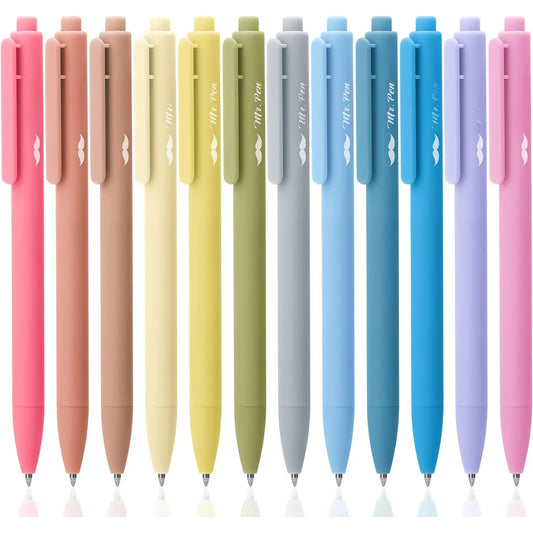 Retractable Gel Pens, 12-Pack Pastel Barrel 0.5mm Fine Tip, High-Quality Black Ink, Convenient 1-Click Operation, Aesthetic for Journaling Detailed Notes, Office Stationery with Manufacturer Warranty, Convenient One-Click Operation, 0.5Mm Tip