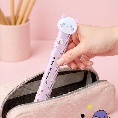 4Pcs Cat Rulers, 15cm Cute Cartoon Plastic Ruler Set for School