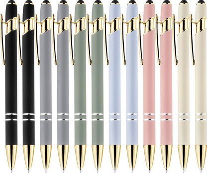 LINFANC 12 Pack Nice Black Pens Ballpoint Pens Stylus Pen for Touchscreen