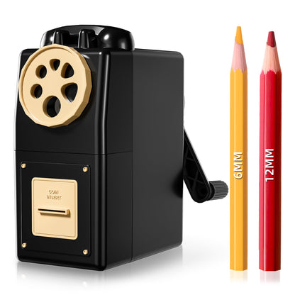 ZMOL Heavy Duty Manual Hand Crank Pencil Sharpener, Desktop, Black