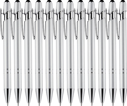 LINFANC 12 Pack Nice Black Pens Ballpoint Pens Stylus Pen for Touchscreen