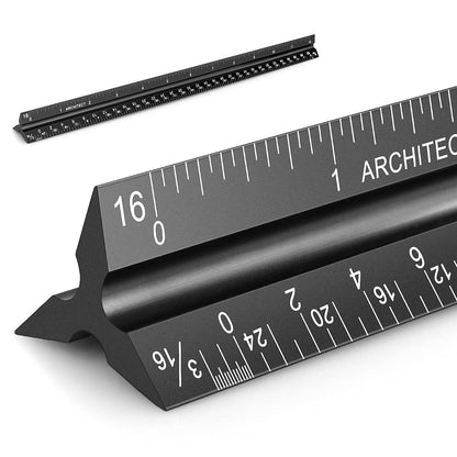 12" Architectural Scale Ruler Triangular Ruler, Color-Coded, 1 Pack