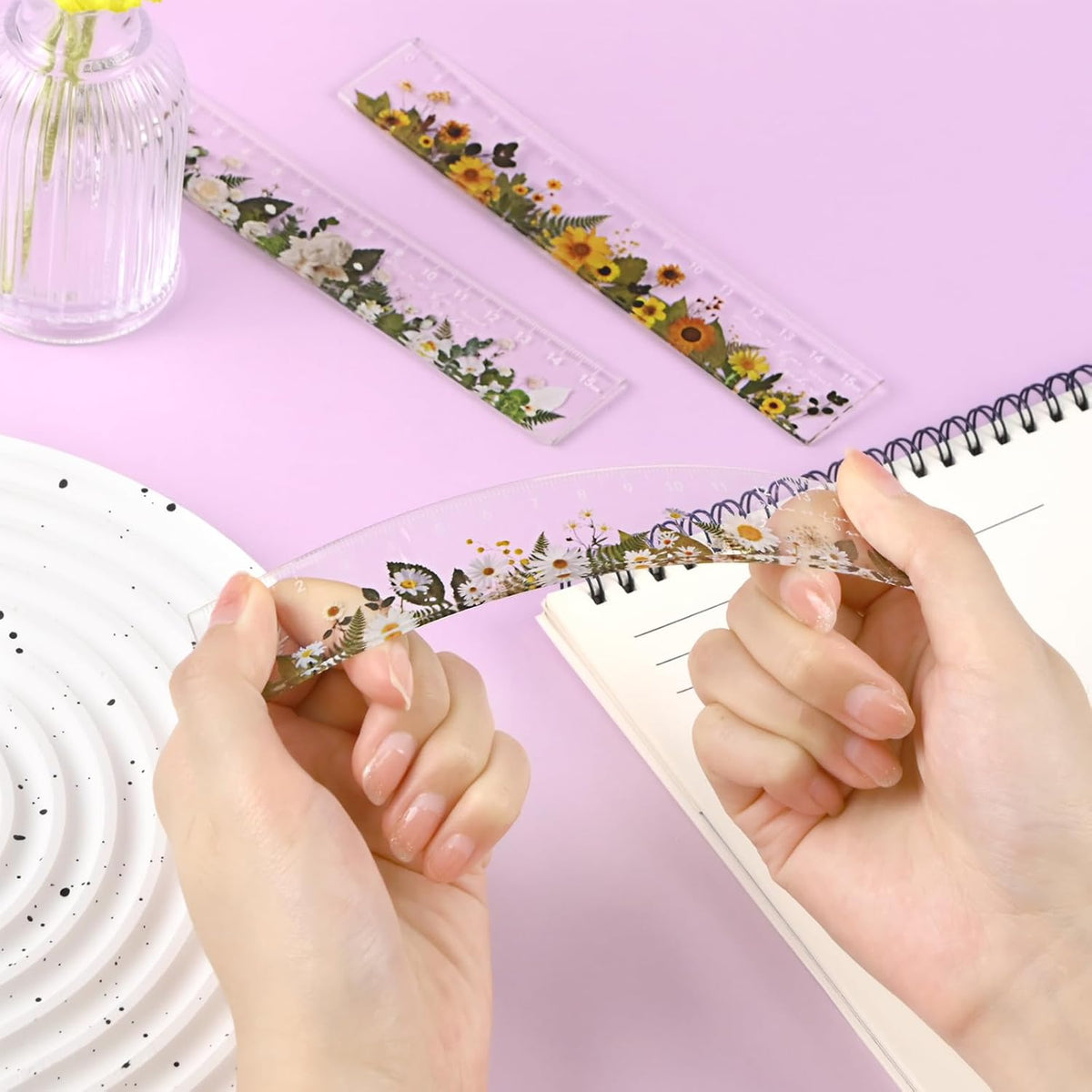 BAYTORY 4 Pack Clear Plastic Rulers 6 Inch, Aesthetic Acrylic Small Ruler