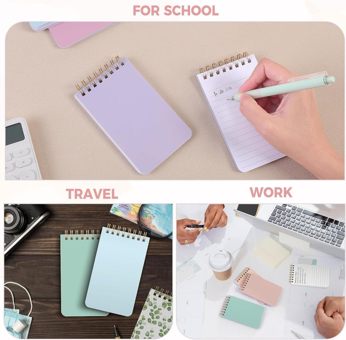 SKYDUE Small Notebooks, Cute 3x5 Pocket Notepads, Mini Spiral Notebook with Lined Pages Nursing School Essentials, School Office Supplies Set Of 8