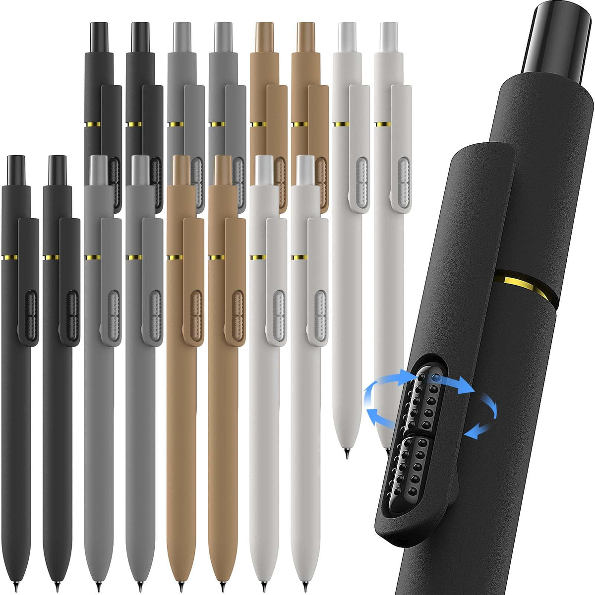 Hiacry 8 Pack Gel Pens, Quick-Drying Black Ink, 0.7mm Fine Point Fidget Pen