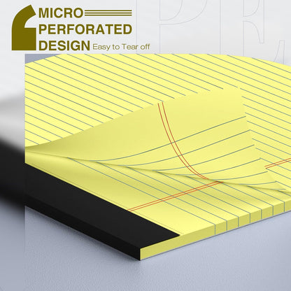 6 Pack Legal Pads 8.5" x 11" College Ruled Yellow Note Pads 8.5 x 11 Inch Micro-Perforated Notepad 300 Sheets in Total Lined Writing Paper Notebook for Office, School Supplies & To-Do Lists