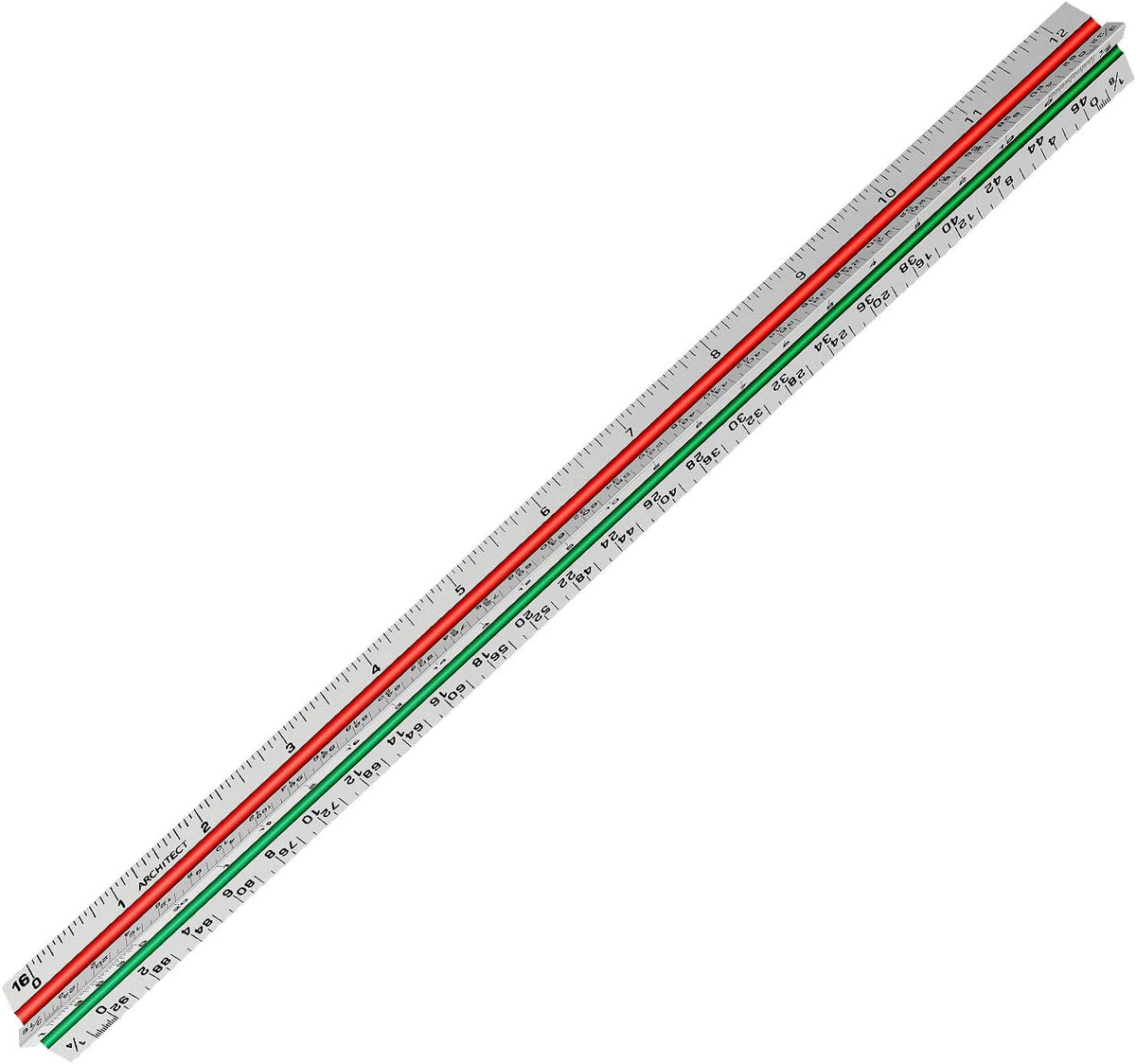 12" Architectural Scale Ruler Triangular Ruler, Color-Coded, 1 Pack