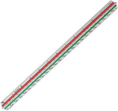 12" Architectural Scale Ruler Triangular Ruler, Color-Coded, 1 Pack