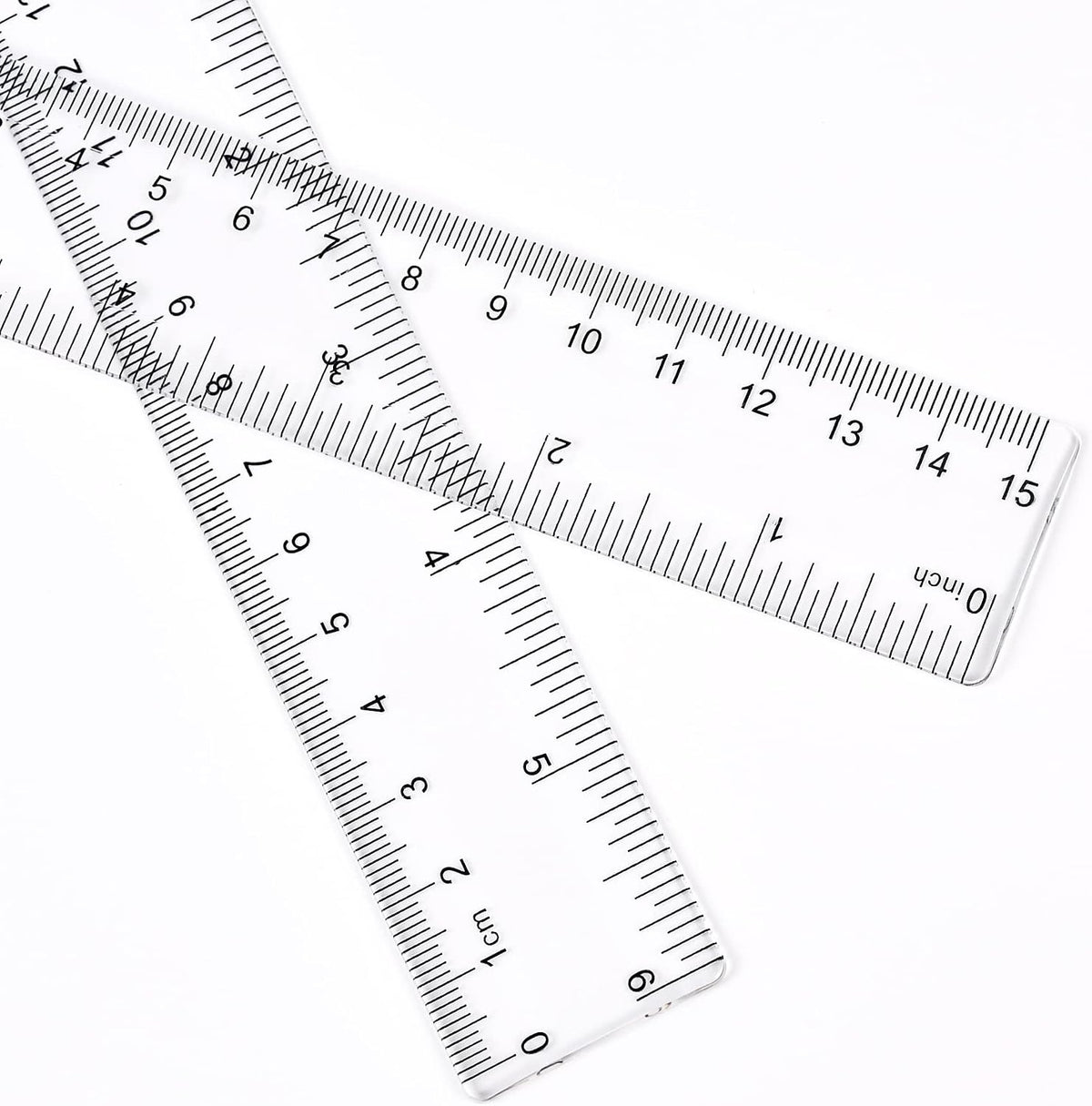 Unjoo Clear Plastic Ruler 6 Inch Straight Rulers, for School, Office, 2pcs