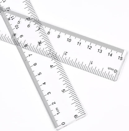 Unjoo Clear Plastic Ruler 6 Inch Straight Rulers, for School, Office, 2pcs