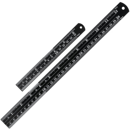 Mr. Pen- Metal Straight Edge Ruler, 2 Pack, 6" and 12", Silver