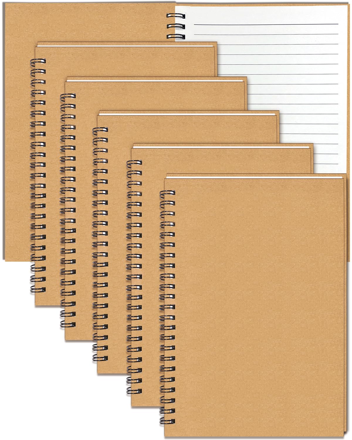 6Pack Spiral Notebook, 5.7x8.3” Small Notebooks for Work 120 Page Note Pads