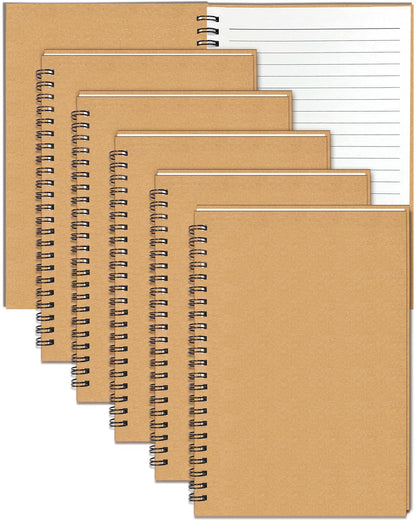 6Pack Spiral Notebook, 5.7x8.3” Small Notebooks for Work 120 Page Note Pads