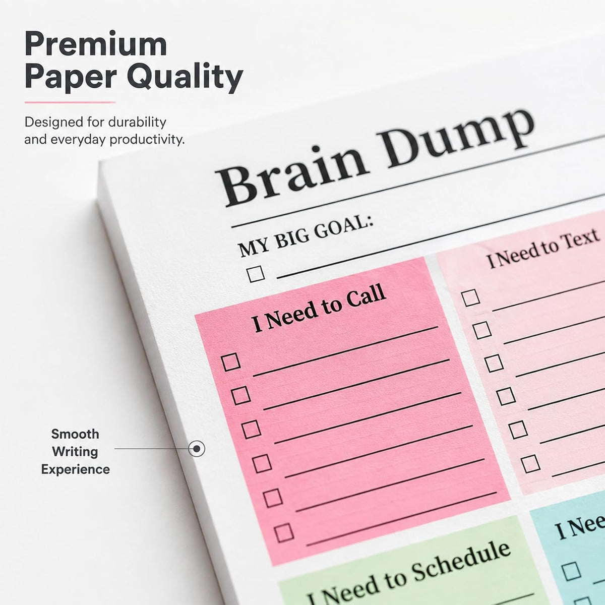 50 Page Brain Dump Notepad,Daily Planning Management Manual Multi-Functional Partitioned To-Do Notebook, Brain Dump Tear-Off To Do Notebook,Notepad Minimal Planning Tool A5 Size