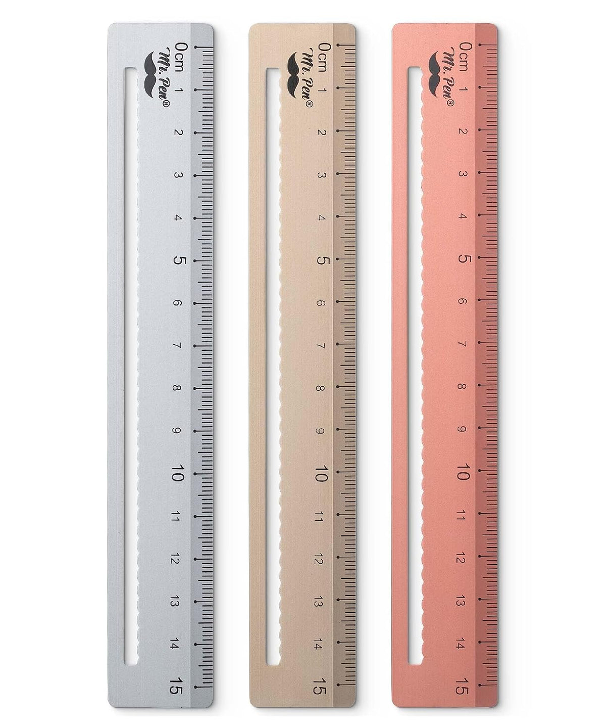 Mr. Pen- Steel Rulers, 3 pcs, 15cm, Silver, Gold, Rose Gold
