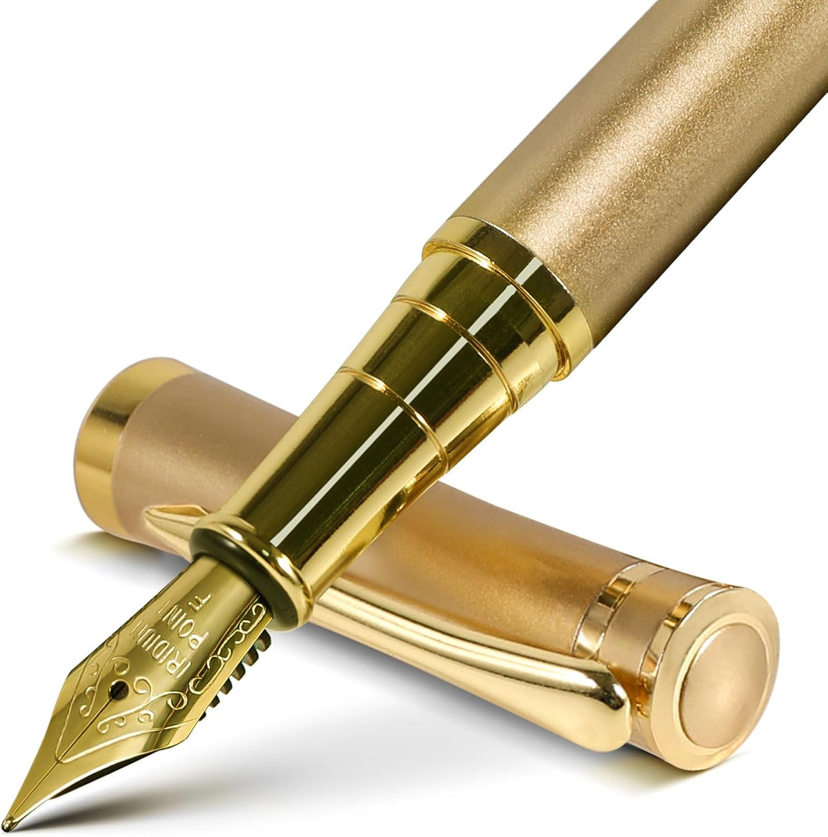 Smooth Writing Fountain Pen, 10 Ink Cartridges, Fine Nib, Gold
