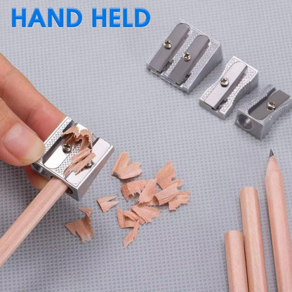 Metal Pencil Sharpeners, 4pcs Manual Double Hole Pencil Sharpener for Colored Graphite Pencils, Crayon Sharpener, Home School Office
