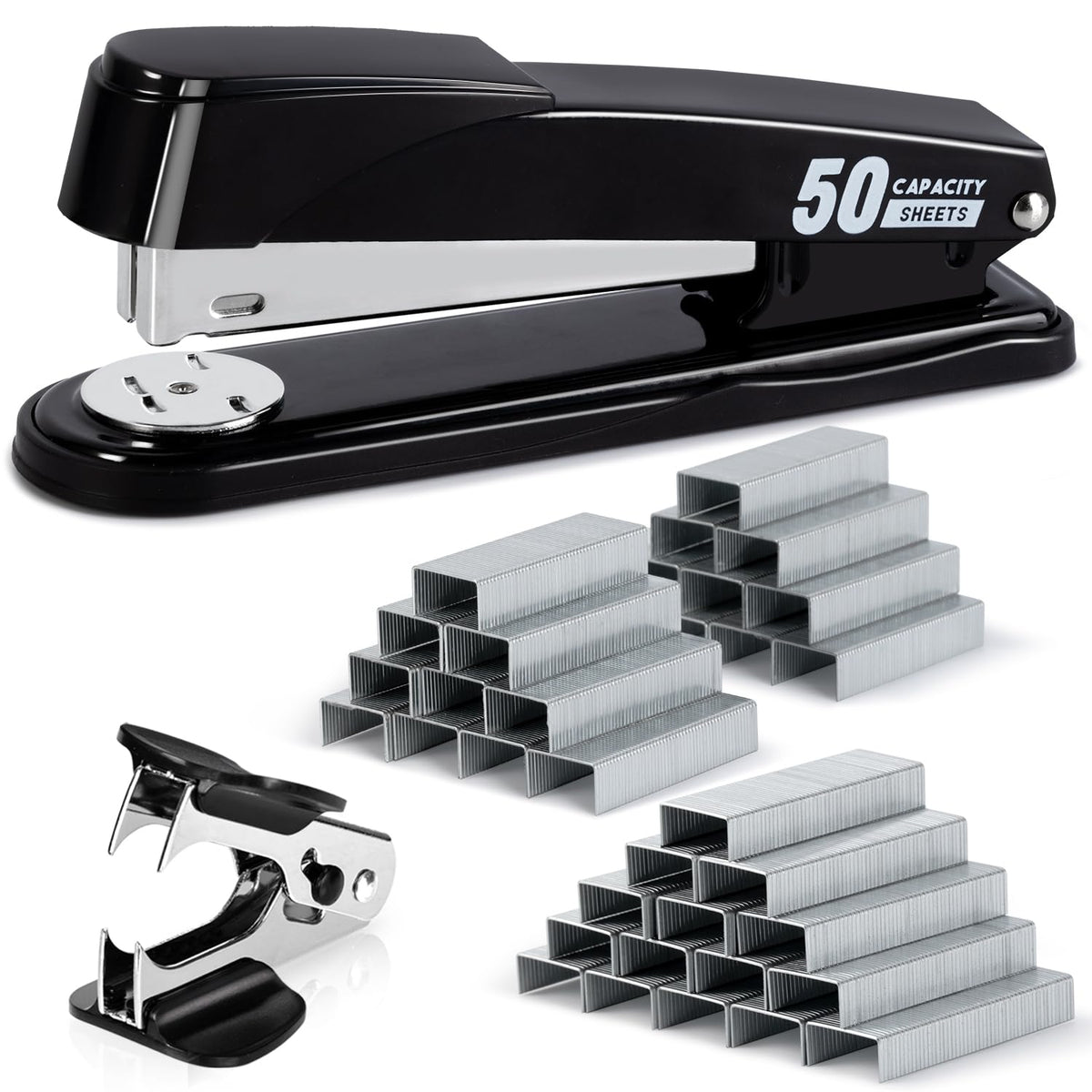 Deli Stapler Heavy Duty, 2000 Staples and Staple Remover, Purple