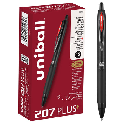 uniball™ 207 Plus+ Gel Pens, Black Ink, 0.7mm Medium Point, 4 Count