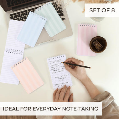 Aesthetic Pocket Notebooks Set Of 8 For Women - Small 3x5 Spiral Notepads