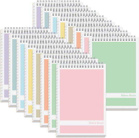 24 Pack Steno Pads 6 x 9 in Spiral Top Notebook Bulk 8 Assorted Color Note Pad 60 Sheets Gregg Rule Writing Paper Steno Notebooks for Students Teachers Men Women Professionals Office School Recording