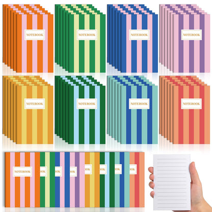 24 Pack Colorful Striped Mini Notebook Bulk Colorful Striped Small Lined Notebooks Set Pocket Journal Notepads for Back to School Students Teachers Employee Classroom Prize Office Supplies 5x3 Inch