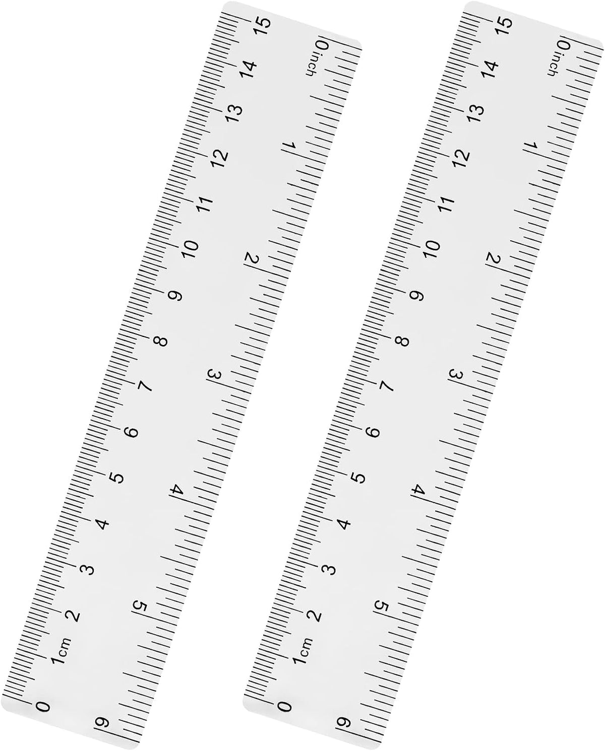 Unjoo Clear Plastic Ruler 6 Inch Straight Rulers, for School, Office, 2pcs