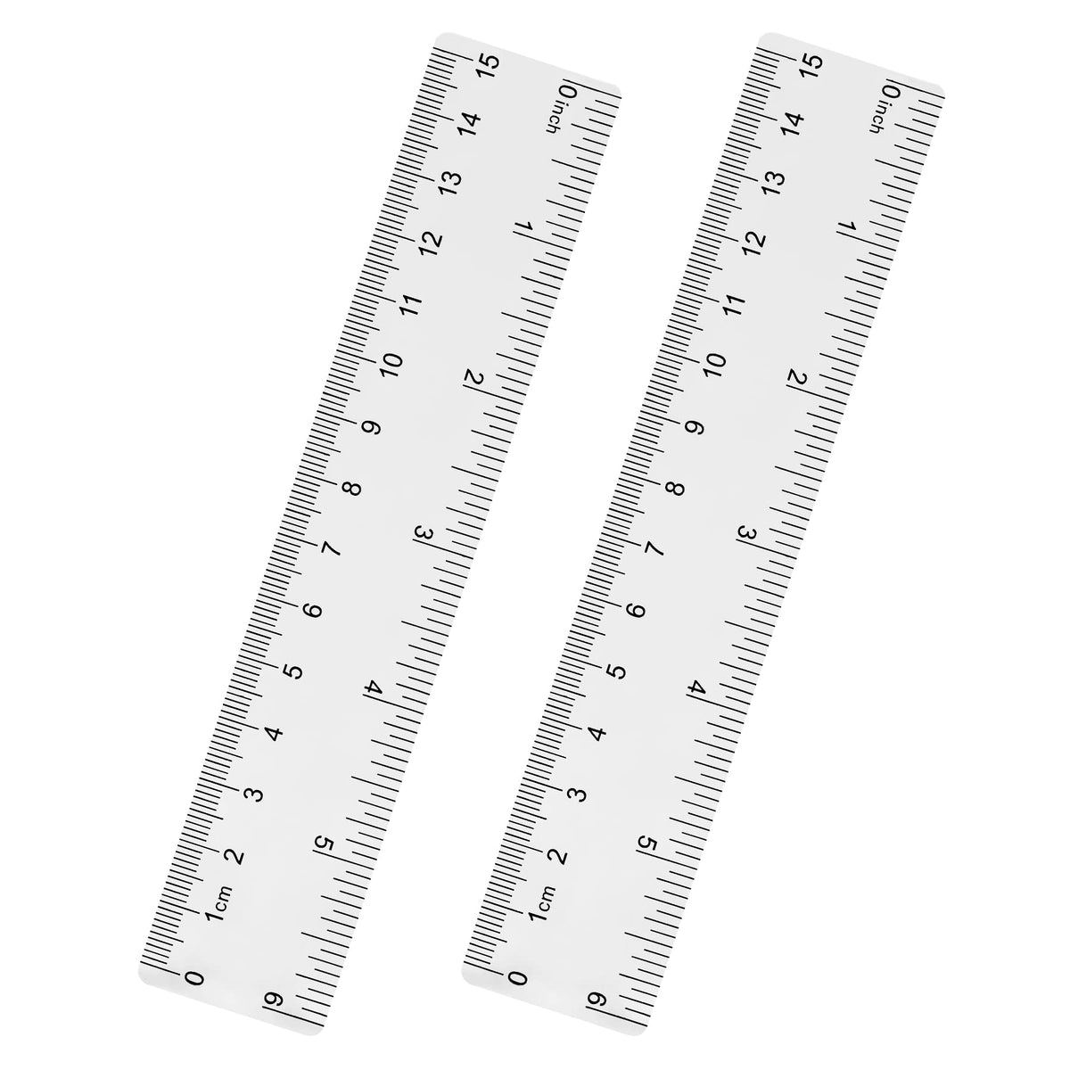 Unjoo Clear Plastic Ruler 6 Inch+12 Inch Straight Ruler, for School, Office