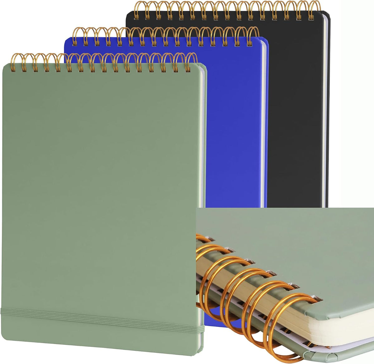 Thick Superhard Cover,Top Spiral Notebook 8.5x11,Top Bound Spiral Notebook,3 Pack,Lined Notepad,3x160 Pages, College Ruled,100GSM