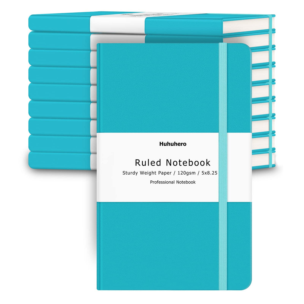 Huhuhero 10 Pack Lined Notebook Journals, College Ruled 5.25"×8.25", Green