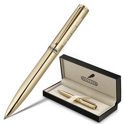 BEILUNER Luxury Gel Pen with 24K Gold Finish, Black Piano Lacquer, Luxury Grade Craftsmanship, Best Pen Gift Set for Men and Women, Professional, Executive, Office, Retractable Nice Pens
