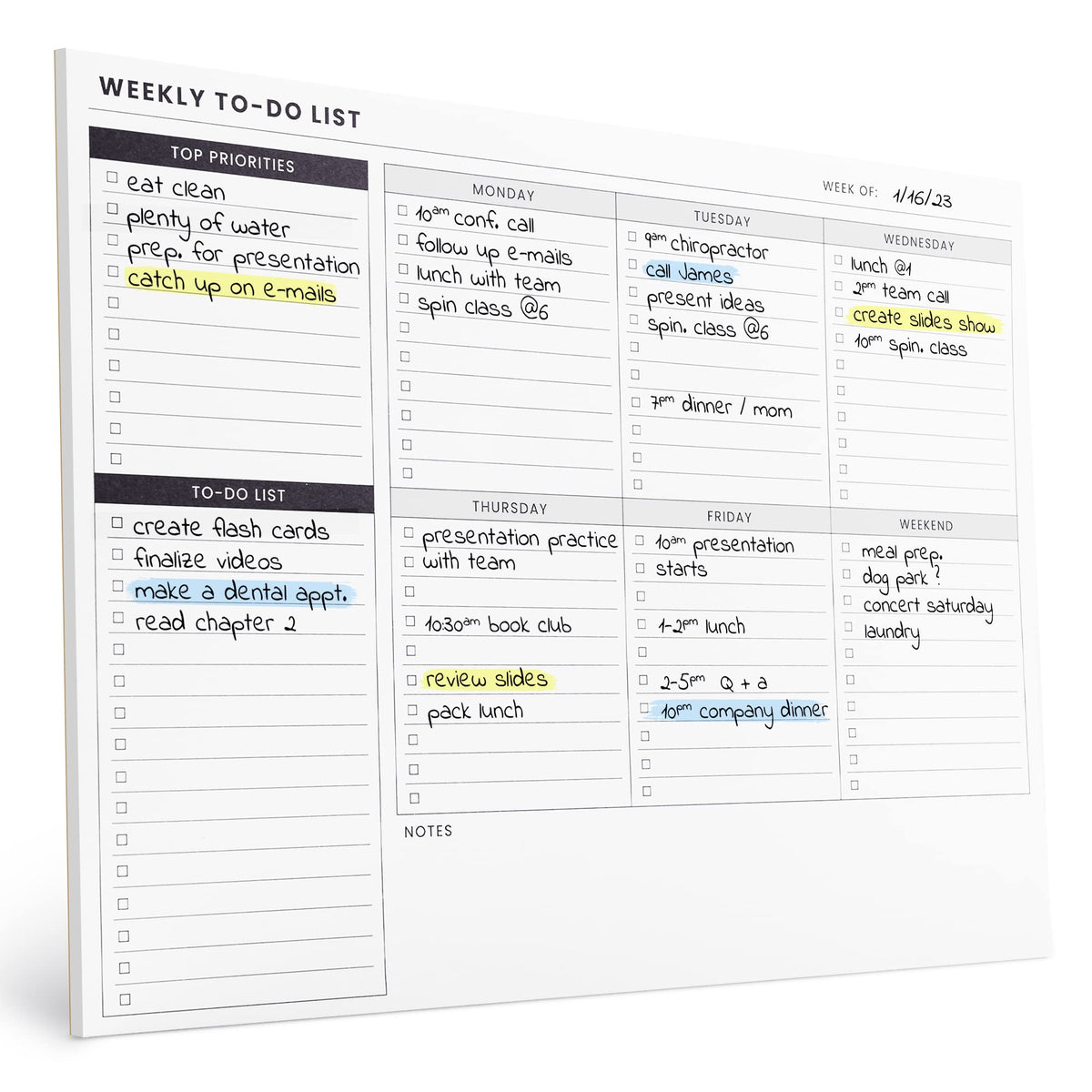 To Do List Notepad with Multiple Functional Sections, Spiral Daily Planner