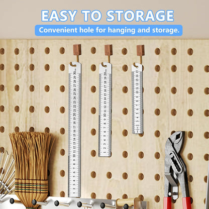 DTDNZKN 3 Pcs Stainless Steel Rulers, 6", 8", 12" (15cm,20cm,30cm)