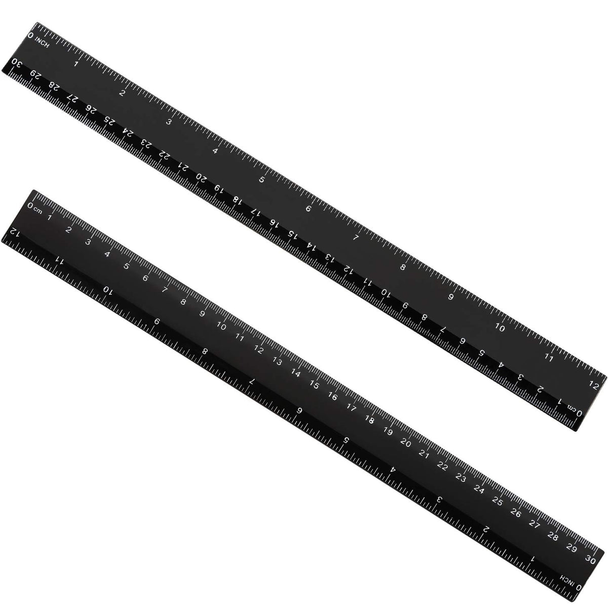 EBOOT 2 Pcs Clear Plastic Ruler Straight Ruler for School, 12 Inch