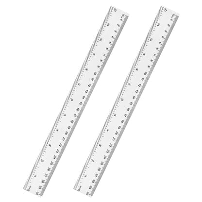 Unjoo Clear Plastic Ruler 6 Inch+12 Inch Straight Ruler, for School, Office