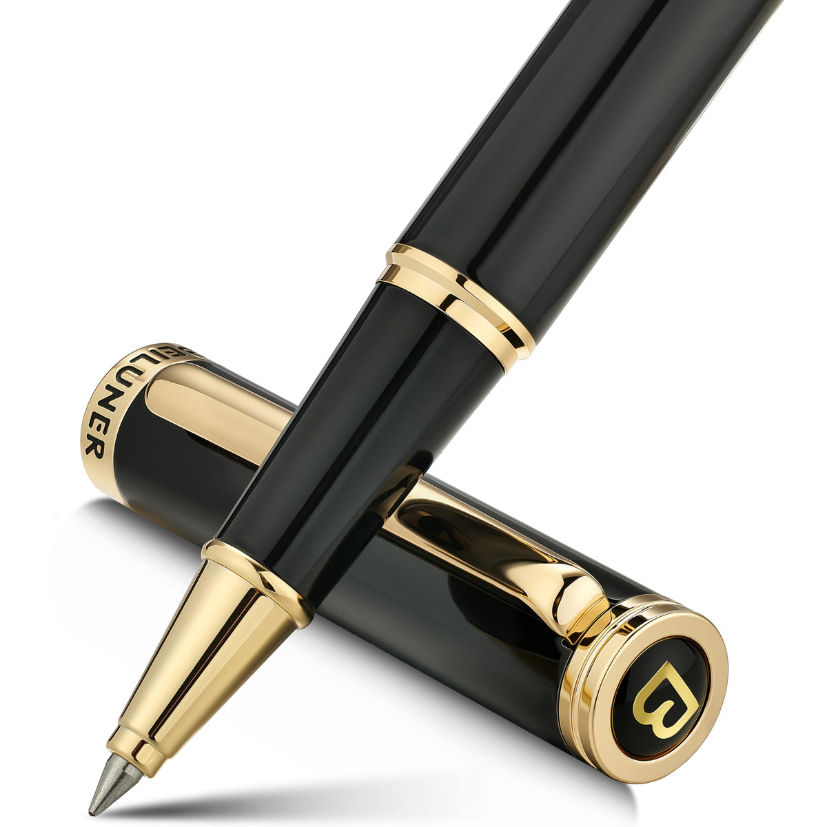 BEILUNER Luxury Rollerball Pen, Stunning Silver Chrome with 24K Gold Finish,Noble and Elegant Designs,Schneider Ink Refill, Best Gift Pen for Men & Women, Professional, Executive Office, Fancy Pens