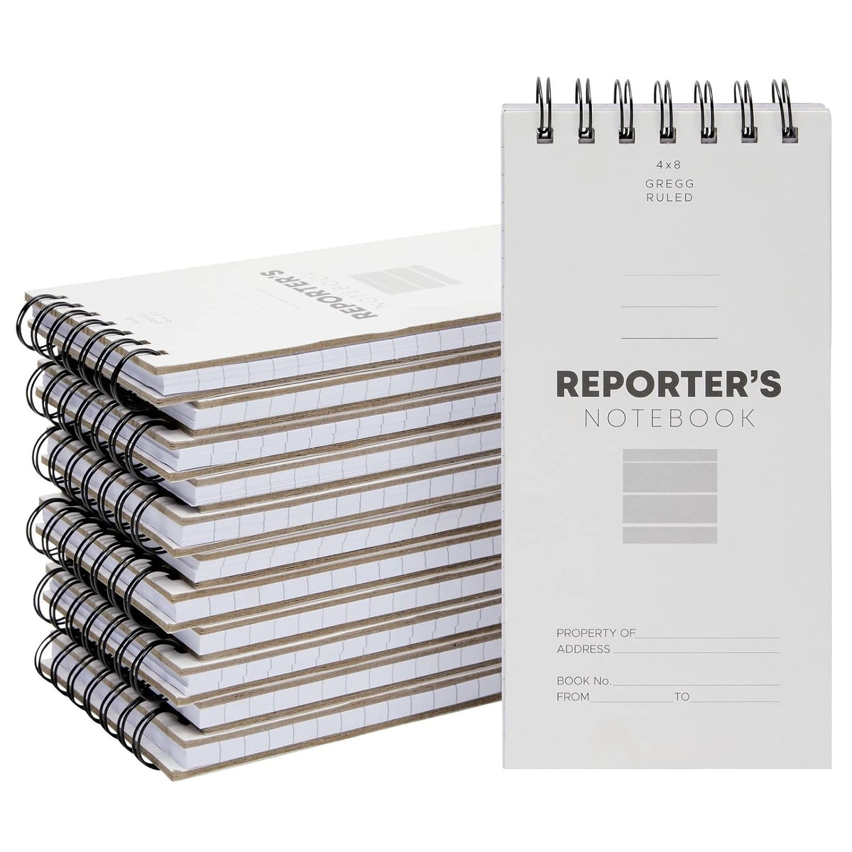 Juvale Reporters Notebook Pack - Top-Bound Notebook & Steno Pad for Journalism & Field Notes - Spiral Binding Lay-Flat Design - 4 x 8 in White, 12-Pack