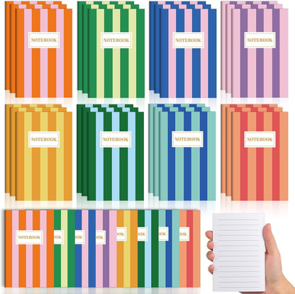 24 Pack Colorful Striped Mini Notebook Bulk Colorful Striped Small Lined Notebooks Set Pocket Journal Notepads for Back to School Students Teachers Employee Classroom Prize Office Supplies 5x3 Inch