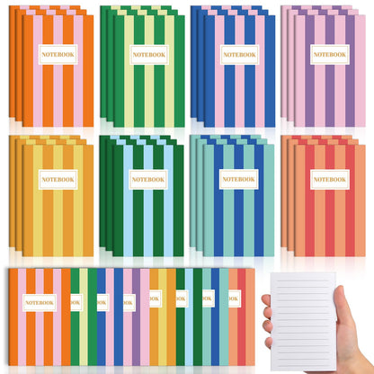 24 Pack Colorful Striped Mini Notebook Bulk Colorful Striped Small Lined Notebooks Set Pocket Journal Notepads for Back to School Students Teachers Employee Classroom Prize Office Supplies 5x3 Inch