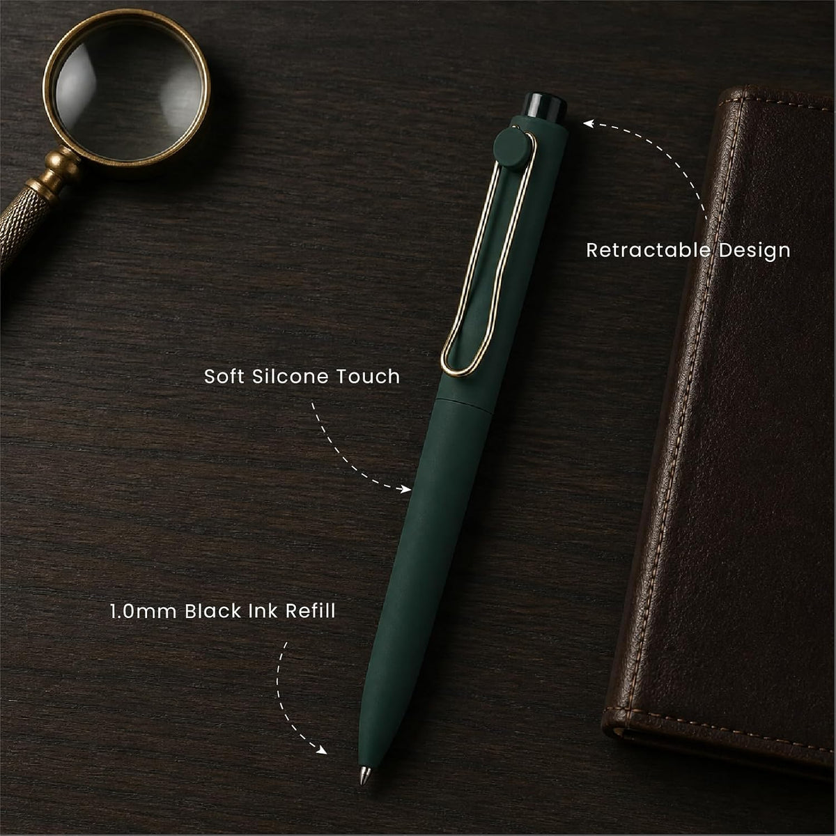 WY WENYUAN Metal Ballpoint Pens, 1.0mm Smooth Writing Black Ink, Aesthetic Metallic Pen with Clip, Elegant Office School Gift Pen for Teachers, Women, Coworkers, Journaling Note Taking