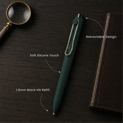 WY WENYUAN Metal Ballpoint Pens, 1.0mm Smooth Writing Black Ink, Aesthetic Metallic Pen with Clip, Elegant Office School Gift Pen for Teachers, Women, Coworkers, Journaling Note Taking