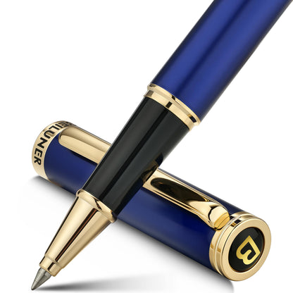 BEILUNER Luxury Rollerball Pen, Stunning Silver Chrome with 24K Gold Finish,Noble and Elegant Designs,Schneider Ink Refill, Best Gift Pen for Men & Women, Professional, Executive Office, Fancy Pens