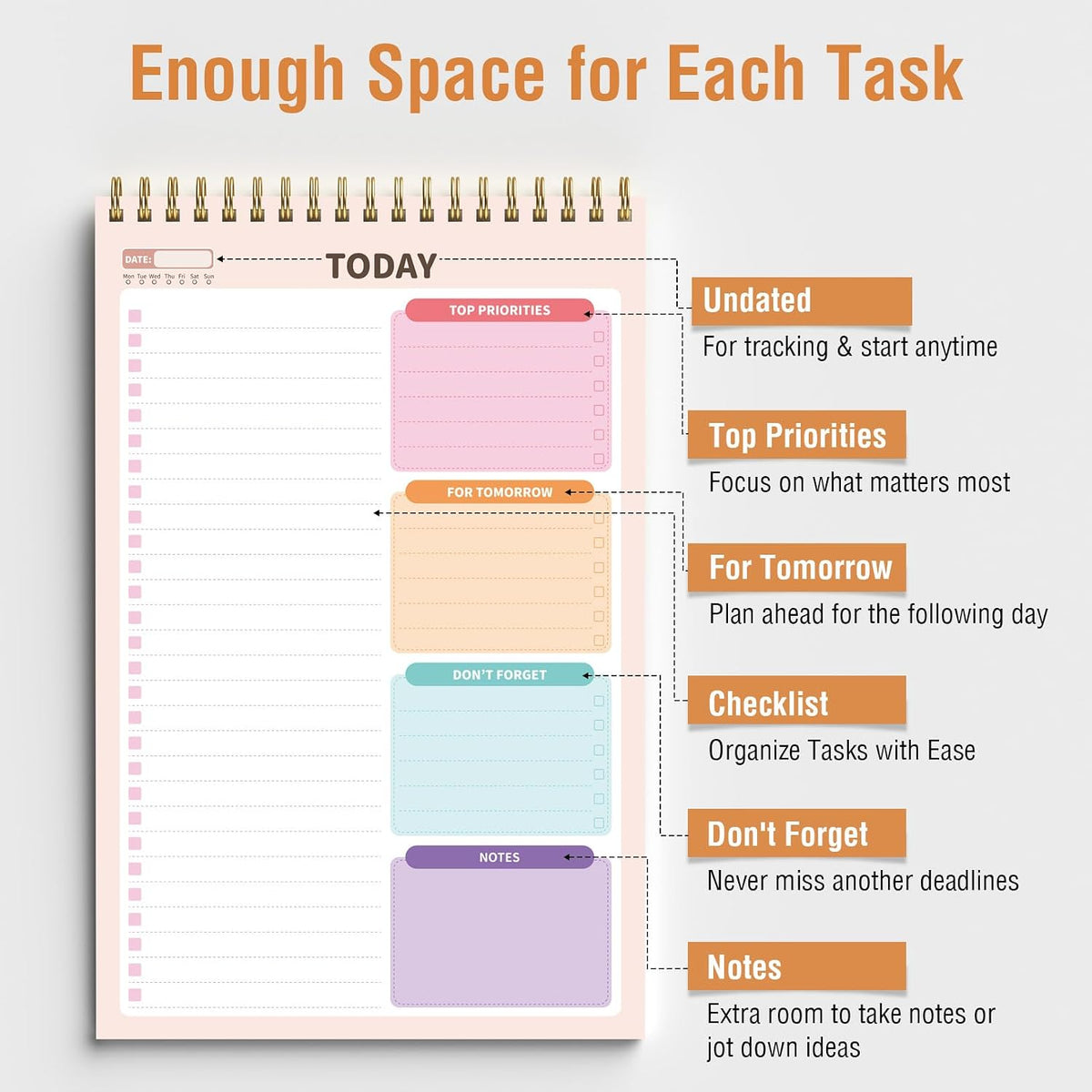 Forvencer To Do List Notepad (6.5 x9.8), To Do List Notebook for Work