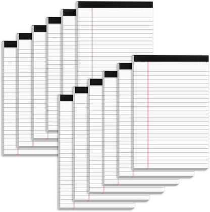 Nichela 5" x 8" Note Pads 12 Pack of Legal Pads 30 Sheets Notepad College Ruled Small Writing Pads Perforated Pages Paper Pads 80GSM Heavyweight Paper Note Pads for Home, Office, or School