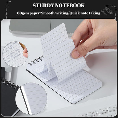 Thboxes 8 Pack Pocket Notebooks, 3 X 5 Spiral Notepads, Black